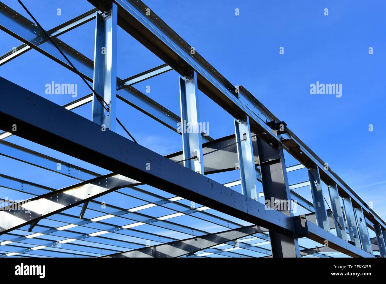 Steel beams and framing members of new commercial building under ...