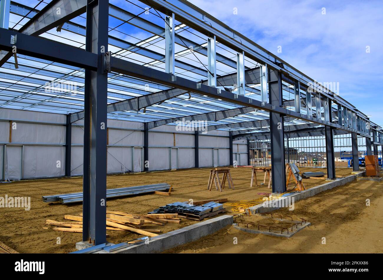 Steel Beams And Framing Members Of New Commercial Building Under 