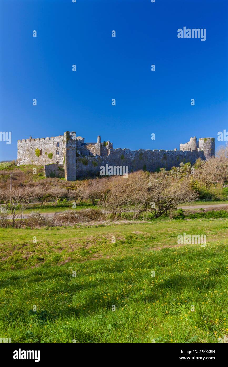 Manorbier Castle, Pembrokeshire, Wales, UK Stock Photo