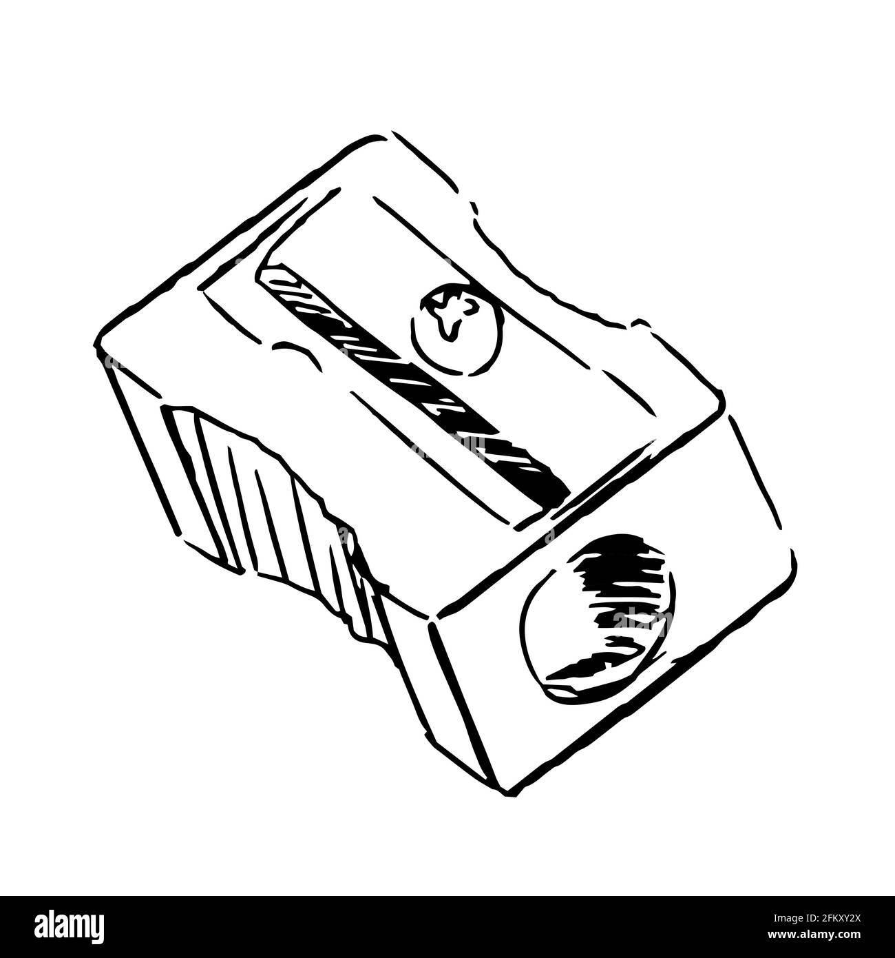 Sharpener hand drawn skecth. Isolated on white background Stock Vector