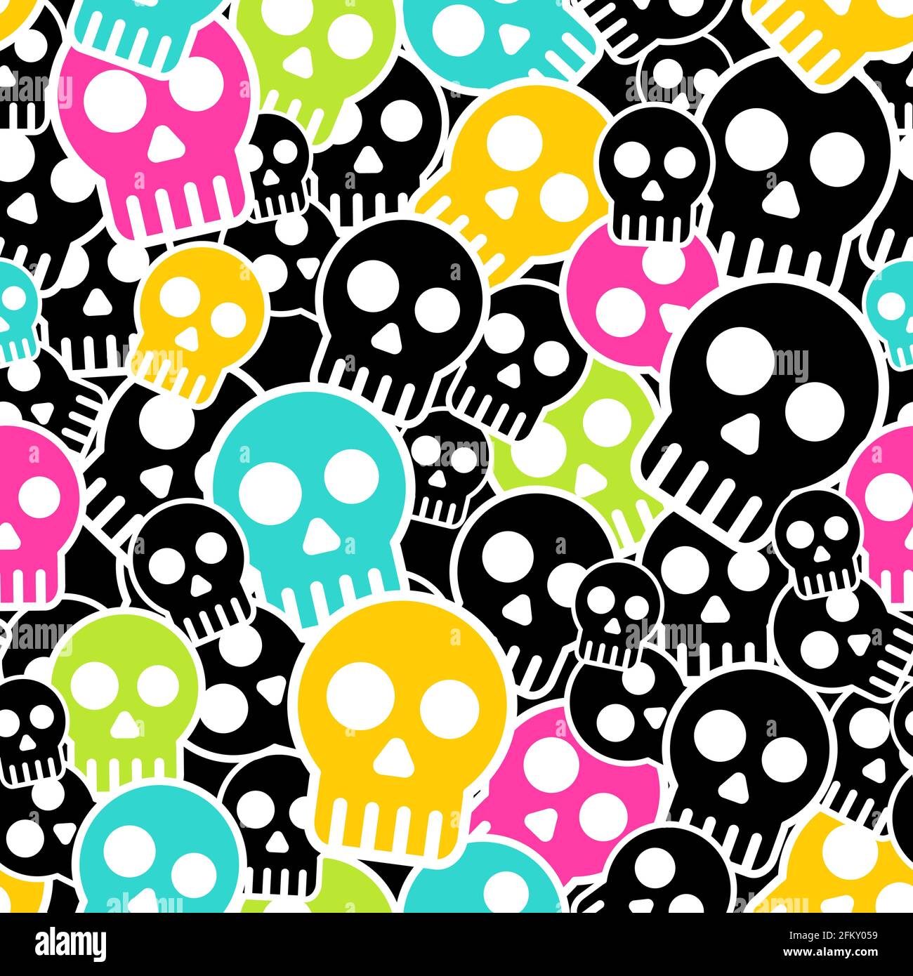 Vector seamless wrapping paper with colkor skulls Stock Vector