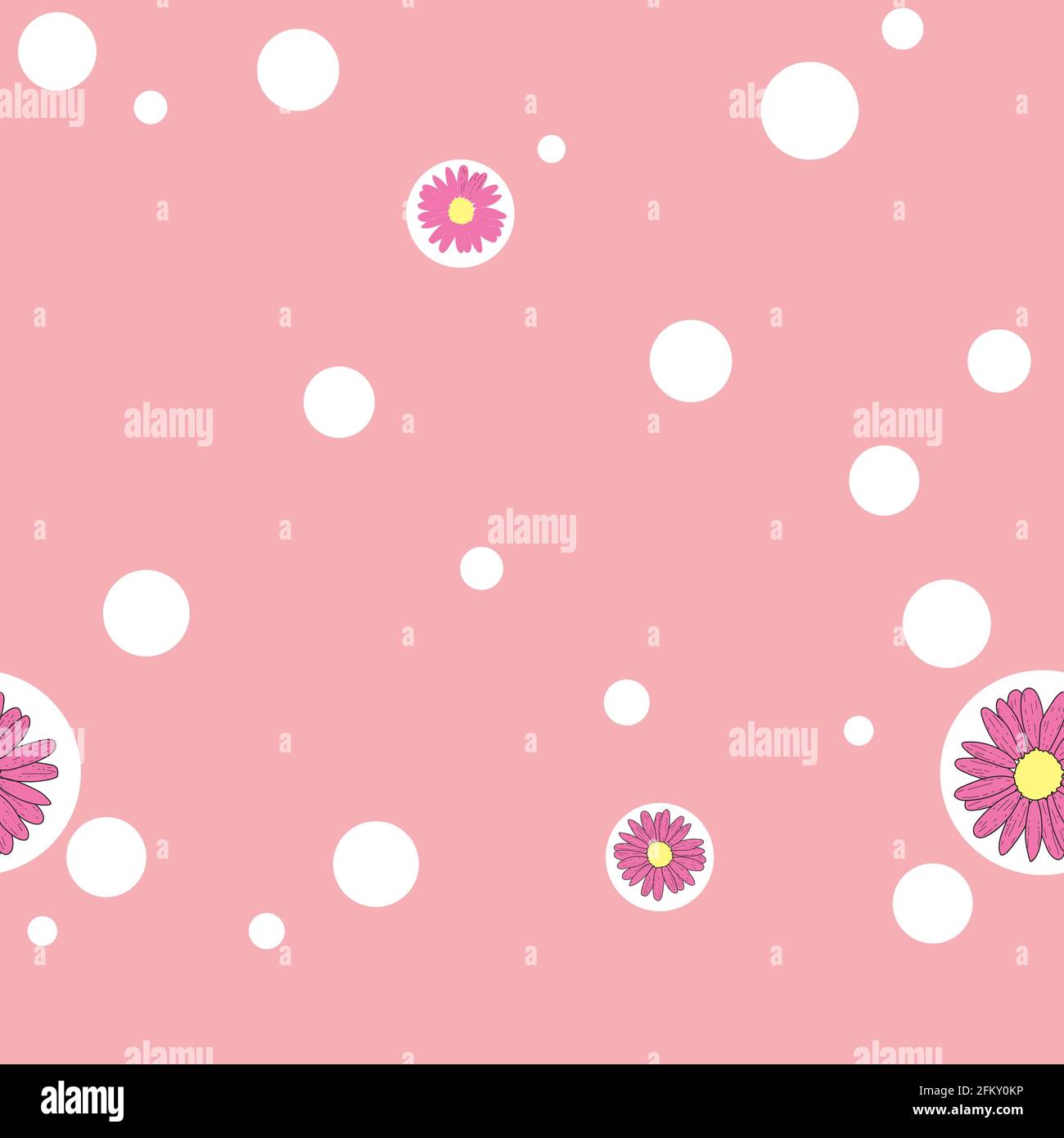Vector peach pink background pink daisy flowers and wild flowers ...