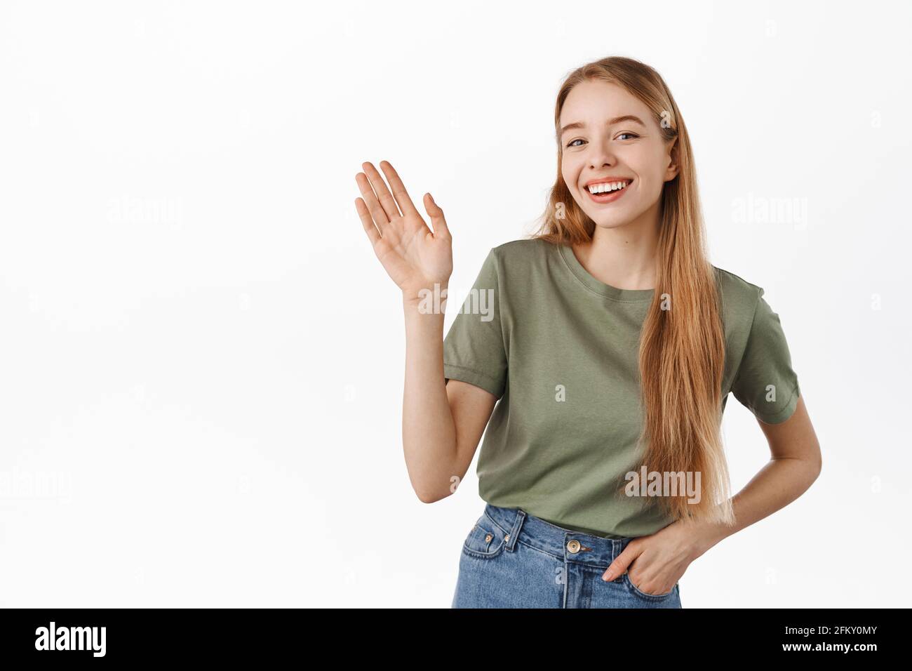 Teenager saying hi hires stock photography and images Alamy