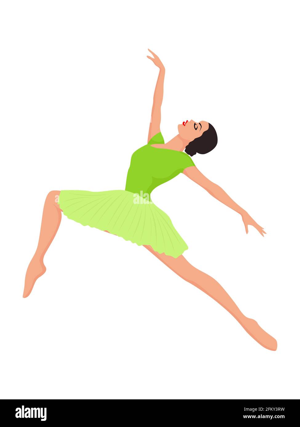 Beautiful ballerina in bright green tutu dress, hand drawing vector,  isolated on the white background Stock Vector Image & Art - Alamy