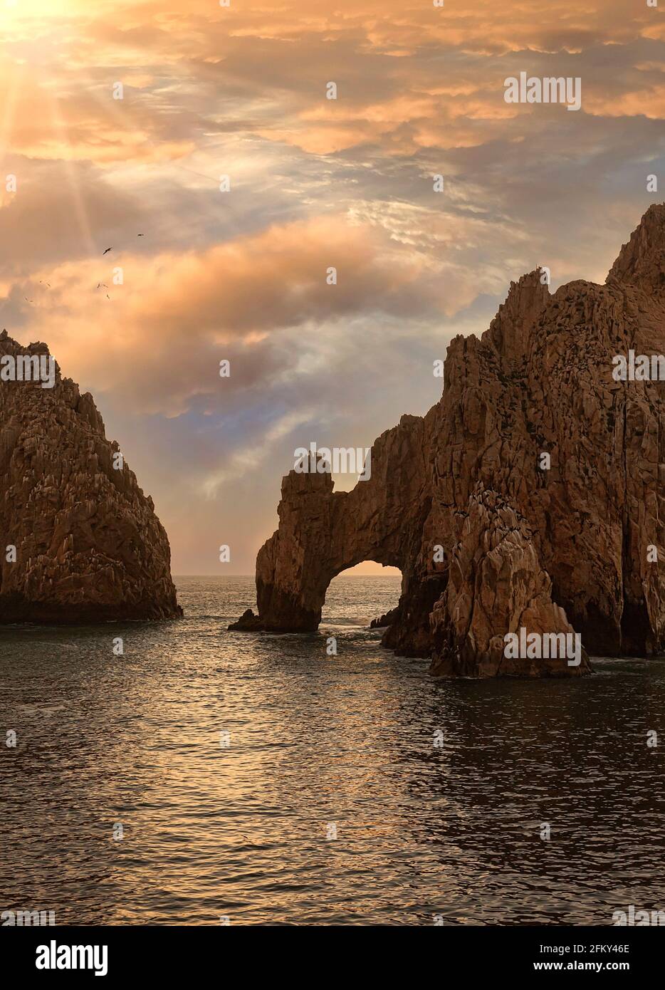 Famous natural rock formation named The Arch in Cabo San Lucas, Mexico Stock Photo
