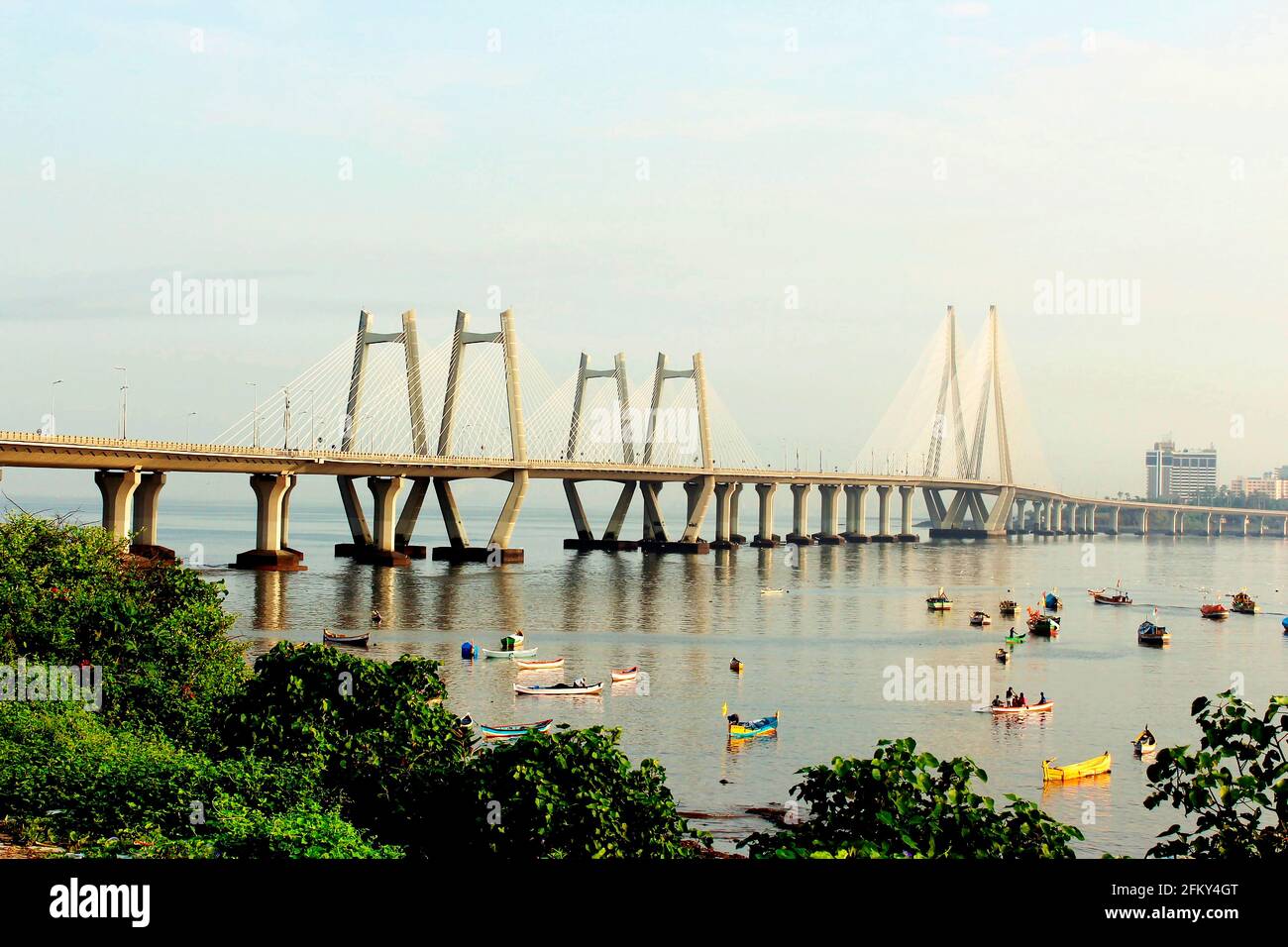 Bandra Worli sea link, also known as Rajiv Gandhi sea link, Mumbai, Maharashtra, India Stock Photo