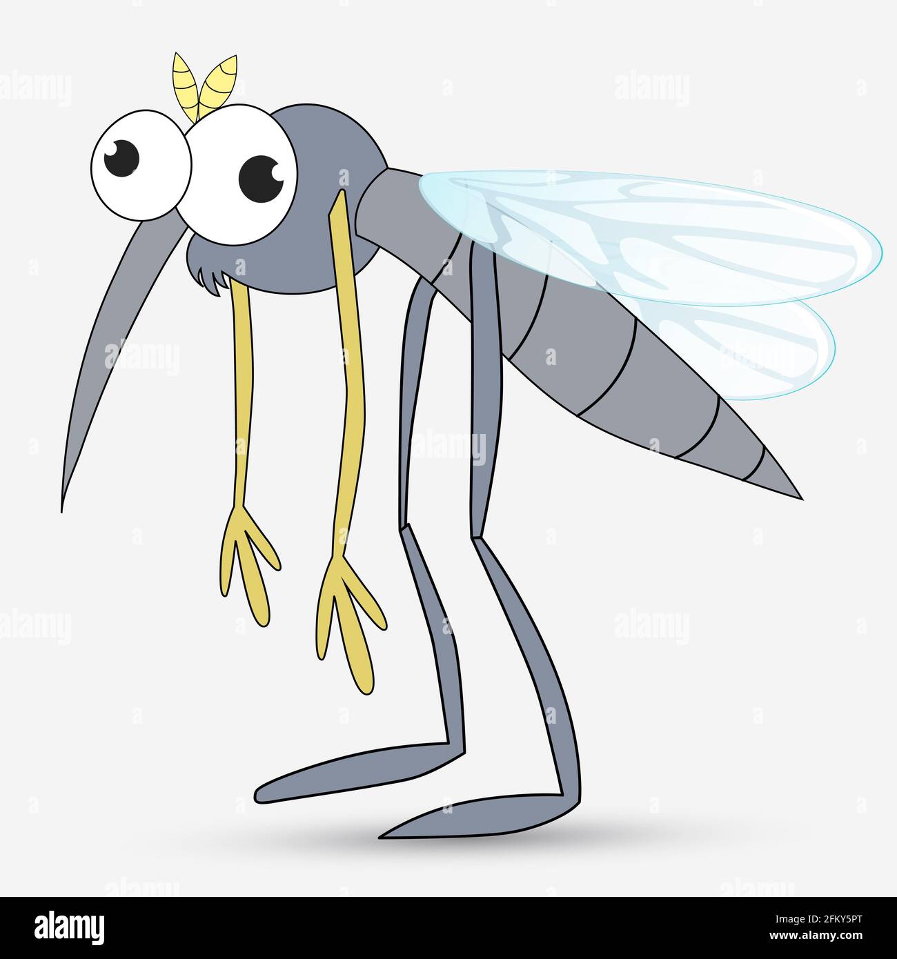 Funny cartoon mosquito character with googly eyes and long curved proboscis  isolated on white background Stock Vector Image & Art - Alamy
