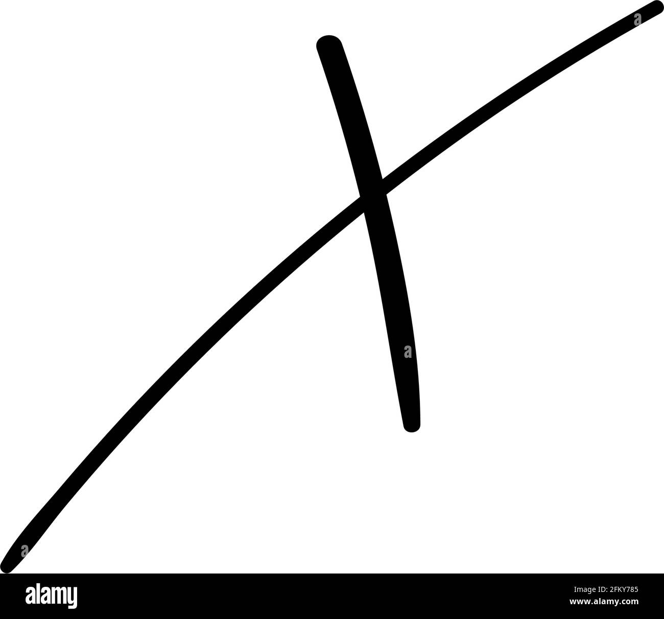X Cross Brush Paint Stroke. handdrawn doodle vector element Stock Vector