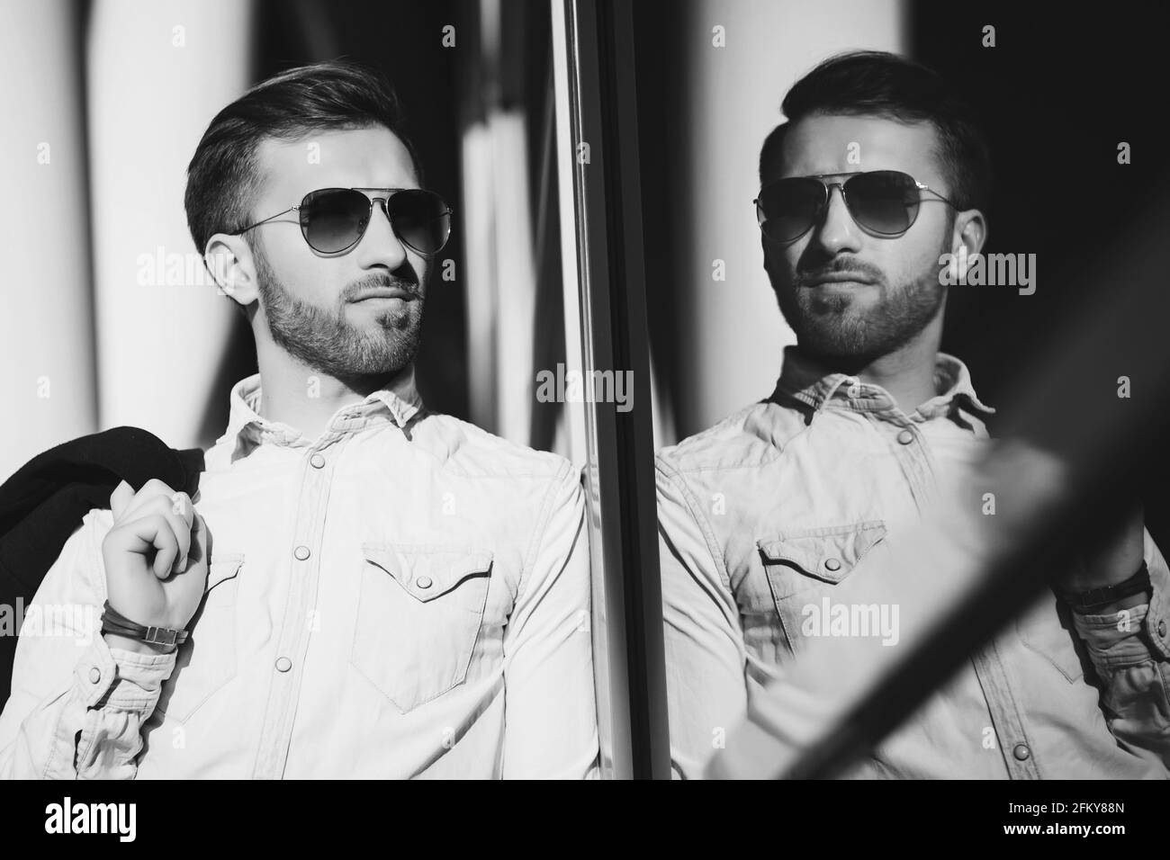 Black and white portrait of a successful man Stock Photo - Alamy