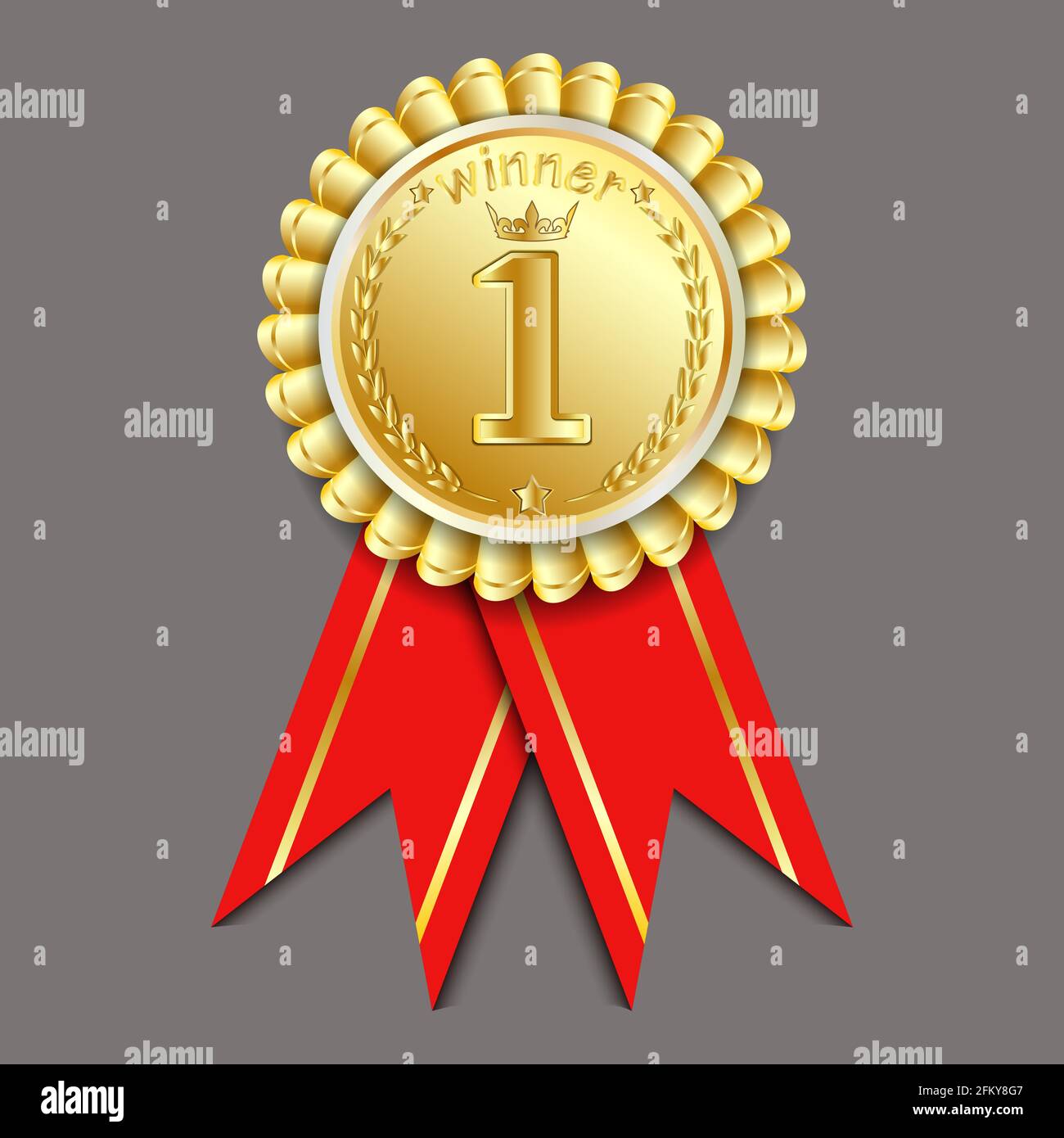 Gold Medal Vector. Golden 1st Place Badge. Sport Game Golden Challenge