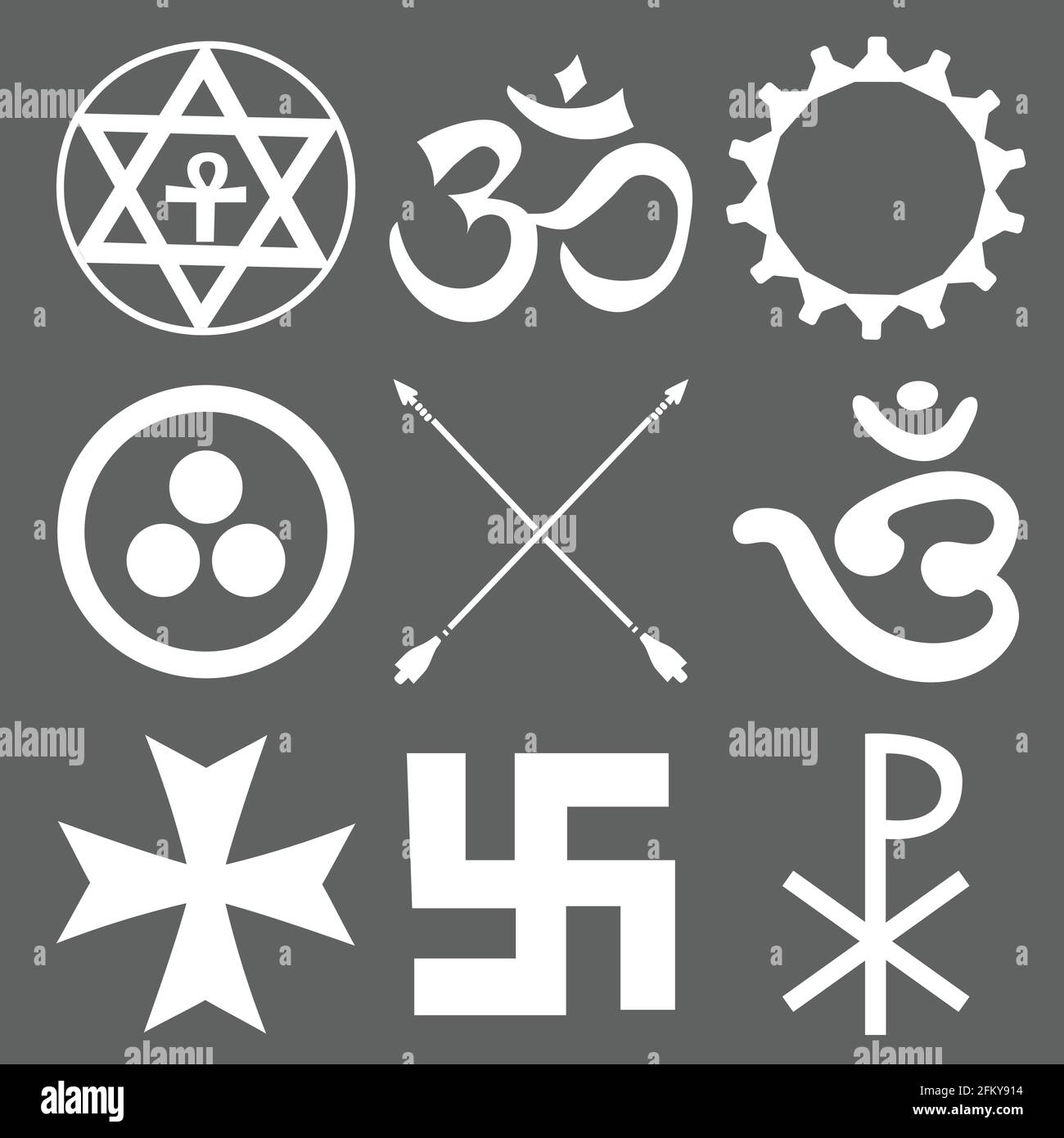 Vector religious symbols set on dark background Stock Vector Image