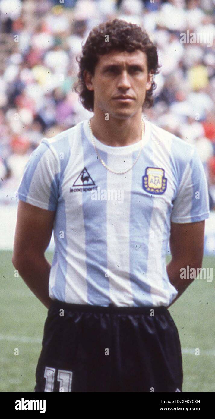 Argentinian forward Jorge Valdano.  FIFA World Cup Mexico 1986 Stock Photo