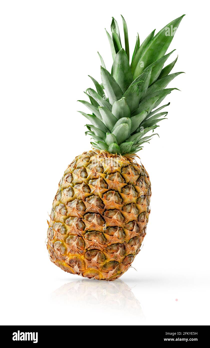 Isolated pineapple with clipping path on white background. Close up Stock Photo