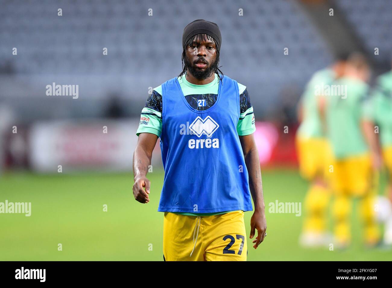 Turin, Italy. 3rd, May 2021. Gervinho (27) of Parma Calcio seen during warm up before the Serie A match between Torino FC and Parma Calcio at Stadio Grande Torino in Turin, Italy. (Photo credit: Gonzales Photo - Tommaso Fimiano). Stock Photo