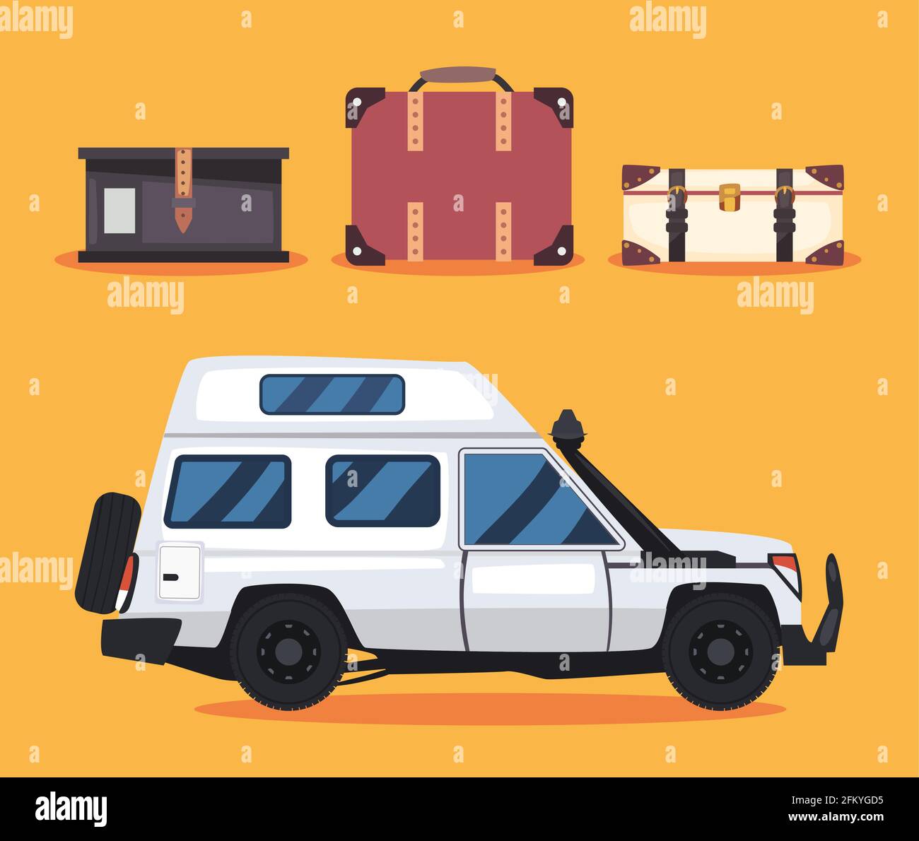 white camper trailer with bags set Stock Vector Image & Art - Alamy