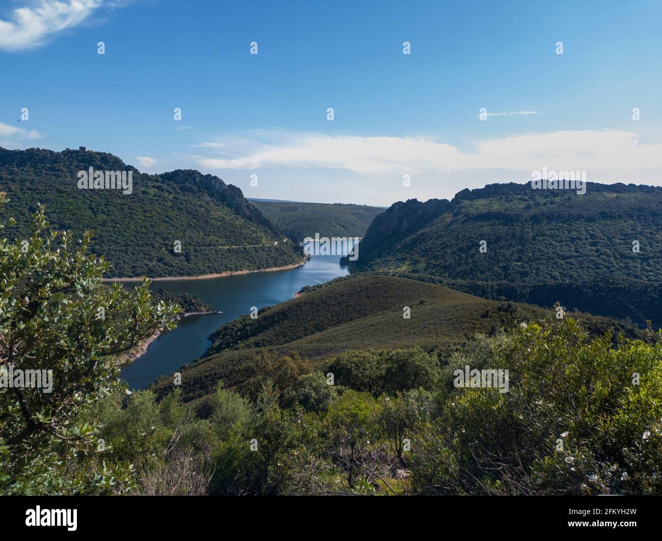 Monfrague, Salto de Gitano, with the Tagus river from the Gemio hill. Spain Stock Photo
