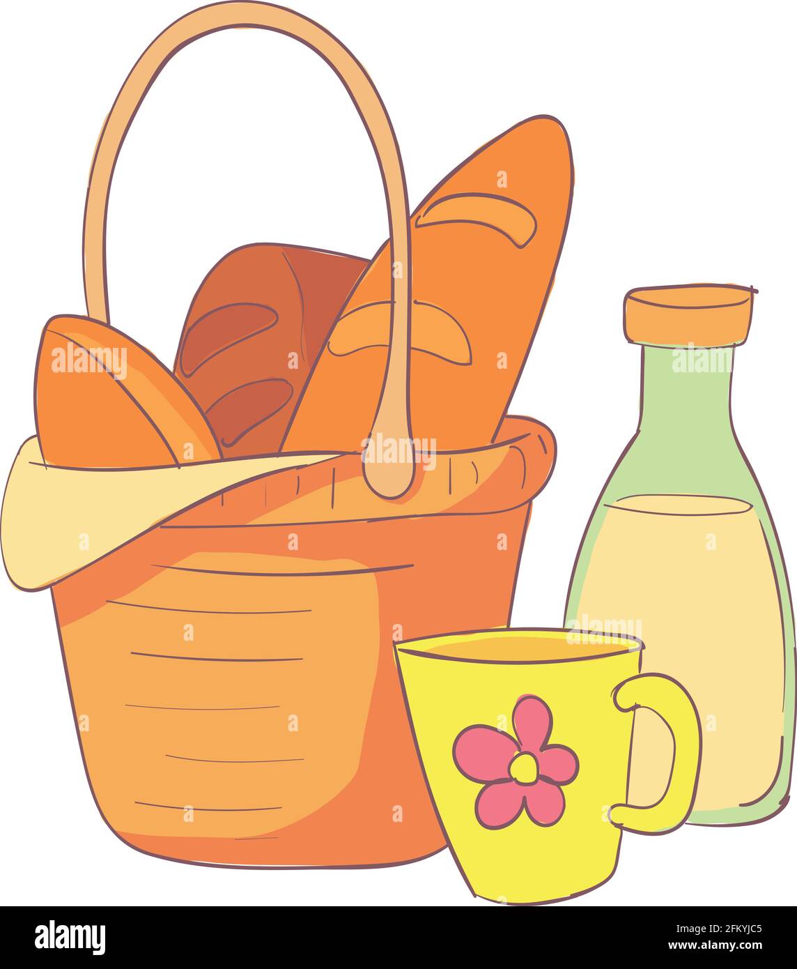 Full picnic basket icon. Cartoon and flat of Full picnic basket vector ...