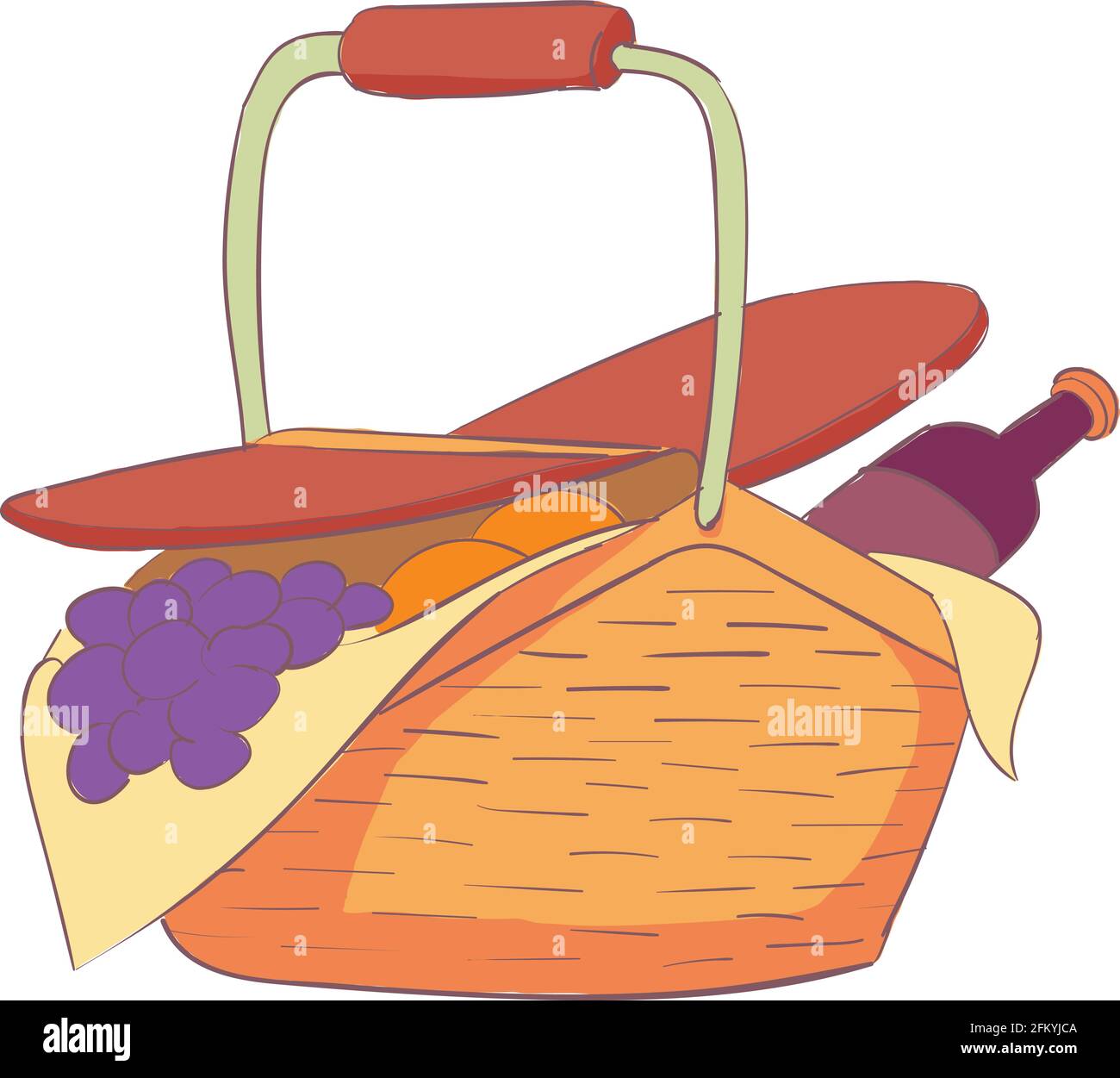 Picnic basket icon. Cartoon and flat of Picnic basket vector icon for ...