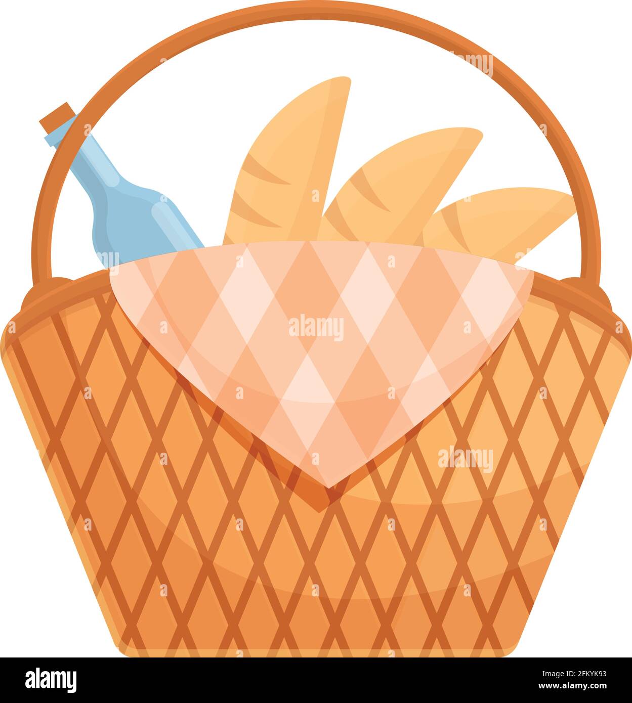 Picnic basket icon. Cartoon and flat of Picnic basket vector icon for ...