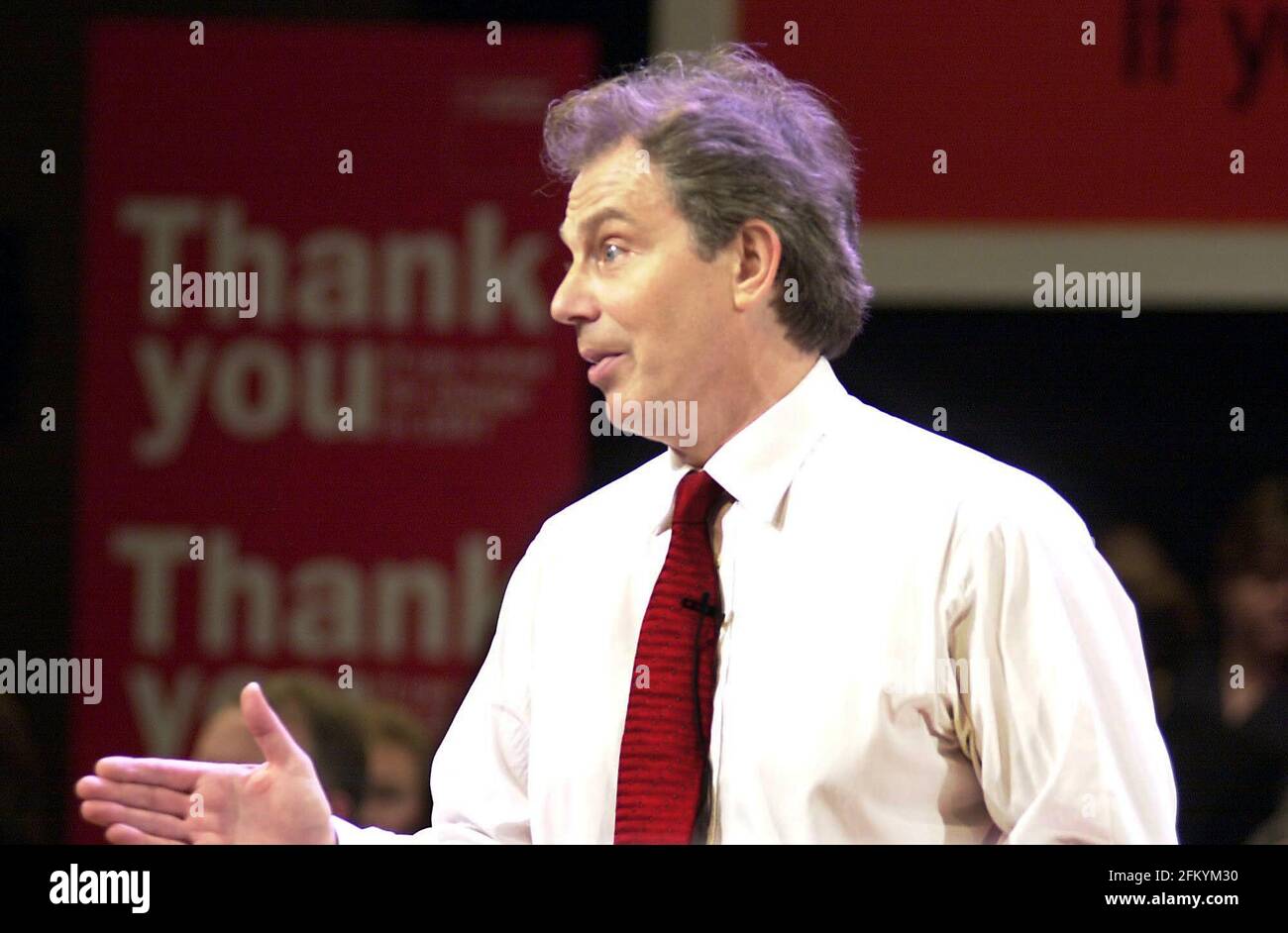 Tony Blair at Marlbrough School St Albans Nov 2000For a question and answer session Stock Photo