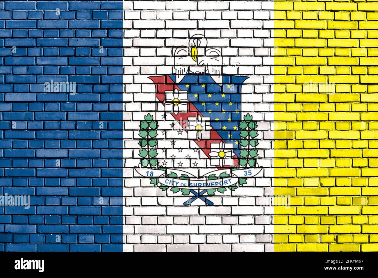 flag of Shreveport, Louisiana painted on brick wall Stock Photo