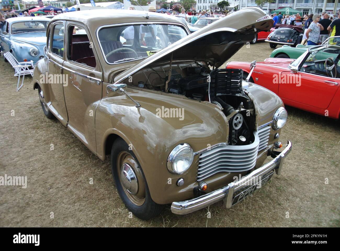 A 1951 Jowett Javelin parked on display at the English Riviera classic