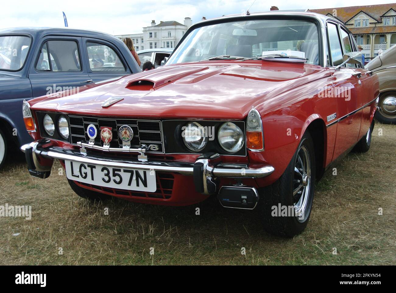 A 1975 Rover 3500S V8 parked up on display at the Riviera classic car ...