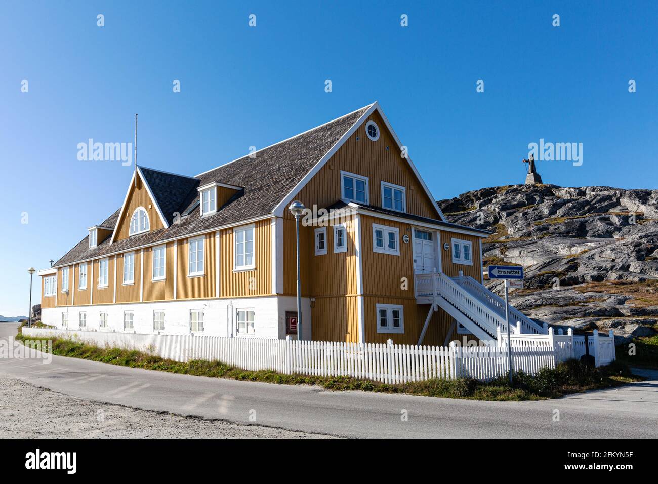 Colorful building in the city of Nuuk, (Godthab), the capital and the