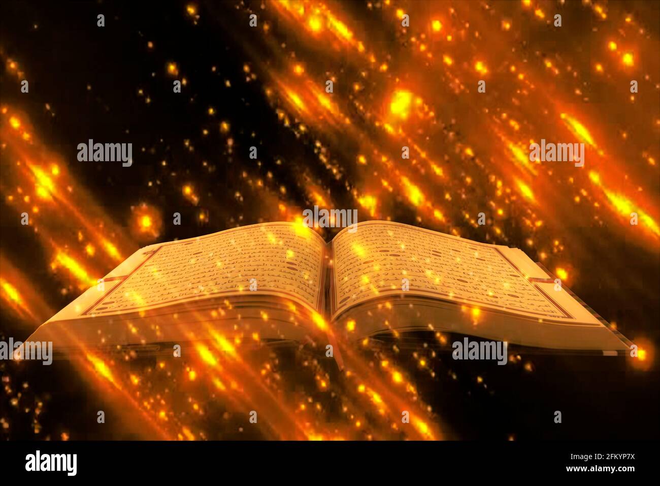 Glitters on the Quran on a black background Stock Photo