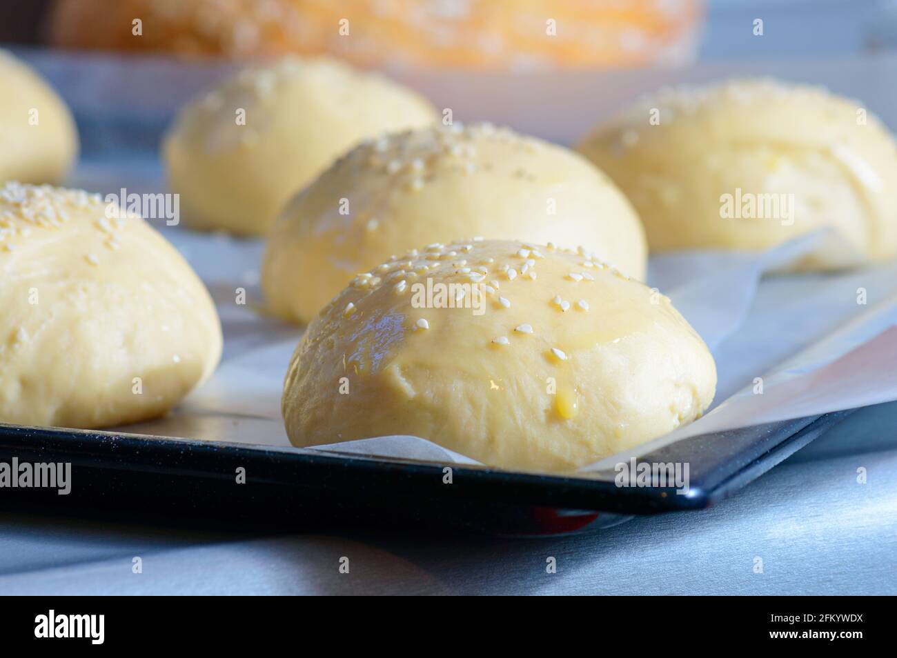 Home baking artisan brioche burger buns. Cooking bread Stock Photo Alamy