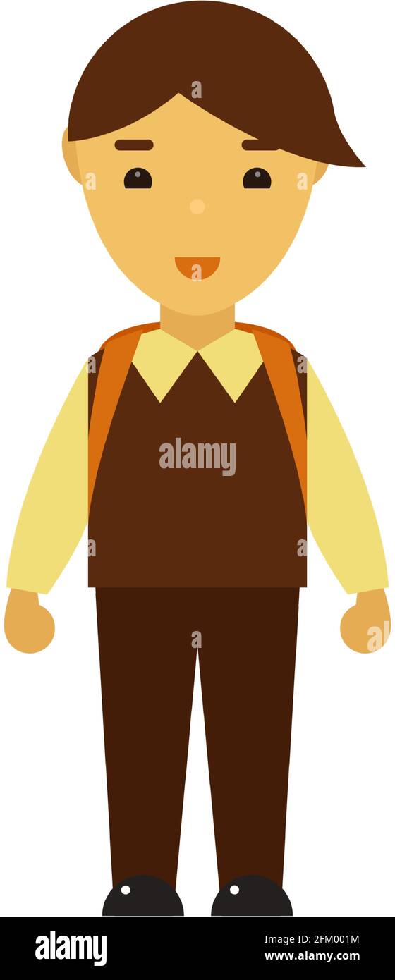 School child vector, kid boy student with backpack illustration Stock ...