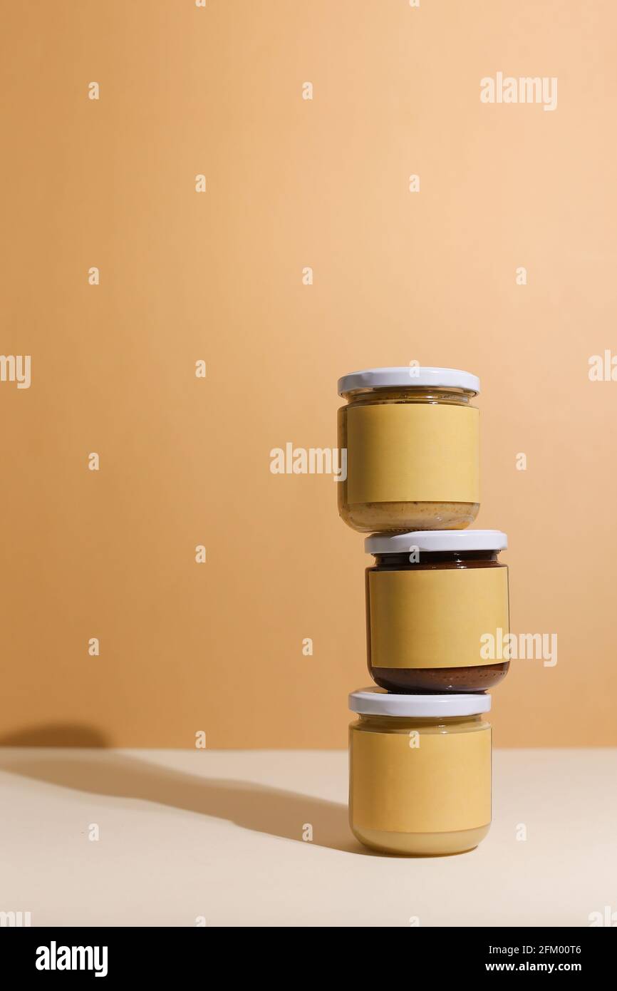 peanut butter in closed jar Stock Photo