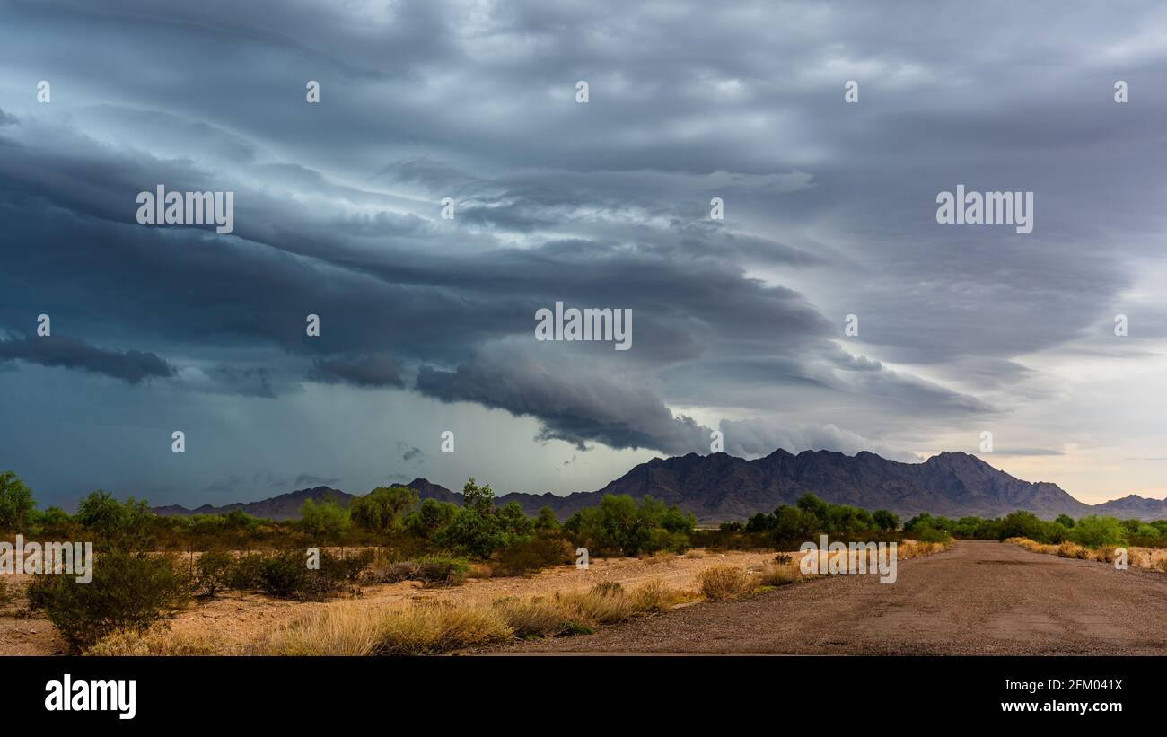 Shelf Cloud over Desert Mountains Stock Photo