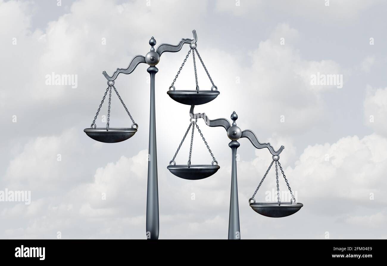 Competition law and competing legislation as a legal concept of judgment as lawyer services that compete or mediation and arbitration symbol. Stock Photo