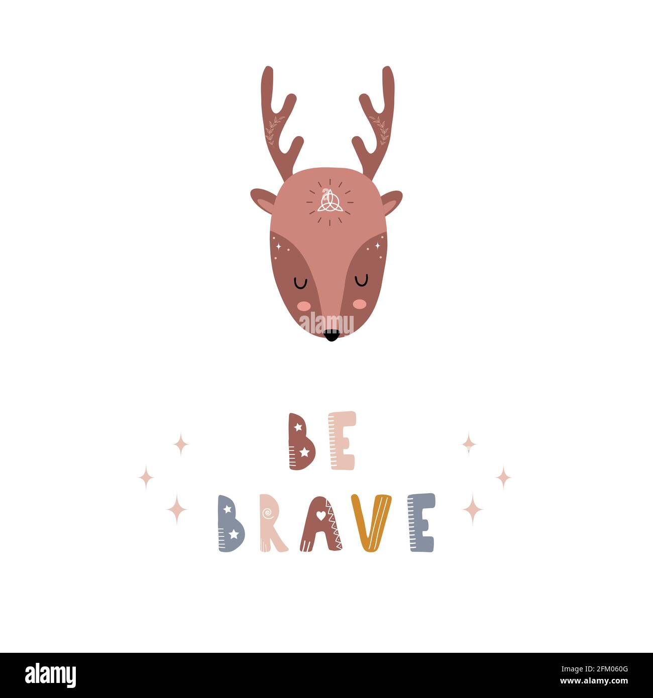 Cute boho deer. Be brave. Scandinavian poster for children wallpaper and  home decor. Cute pastel vector illustration in cartoon style Stock Vector  Image & Art - Alamy