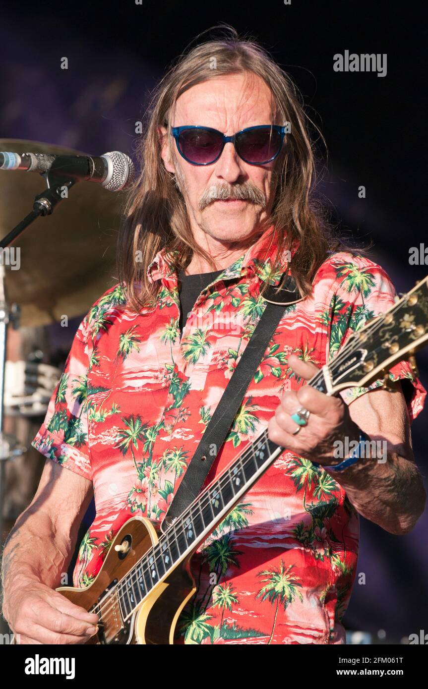 Dave Brock of Hawkwind performing at the Wychwood festival, UK. June 9, 2012 Stock Photo