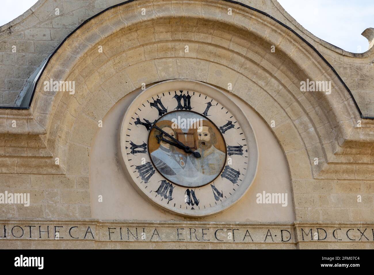 Finya is one of the oldest libraries of Puglia. It consists of a library heritage of more than eleven thousand volumes, including a manuscript of the Stock Photo