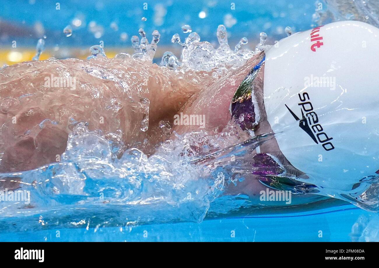 Qingdao, China. 5th May, 2021. He Junyi of Zhejiang competes during the men's 100m freestyle final at the 2021 Chinese National Swimming Championships in Qingdao, east China, May 5, 2021. Credit: Xu Chang/Xinhua/Alamy Live News Stock Photo