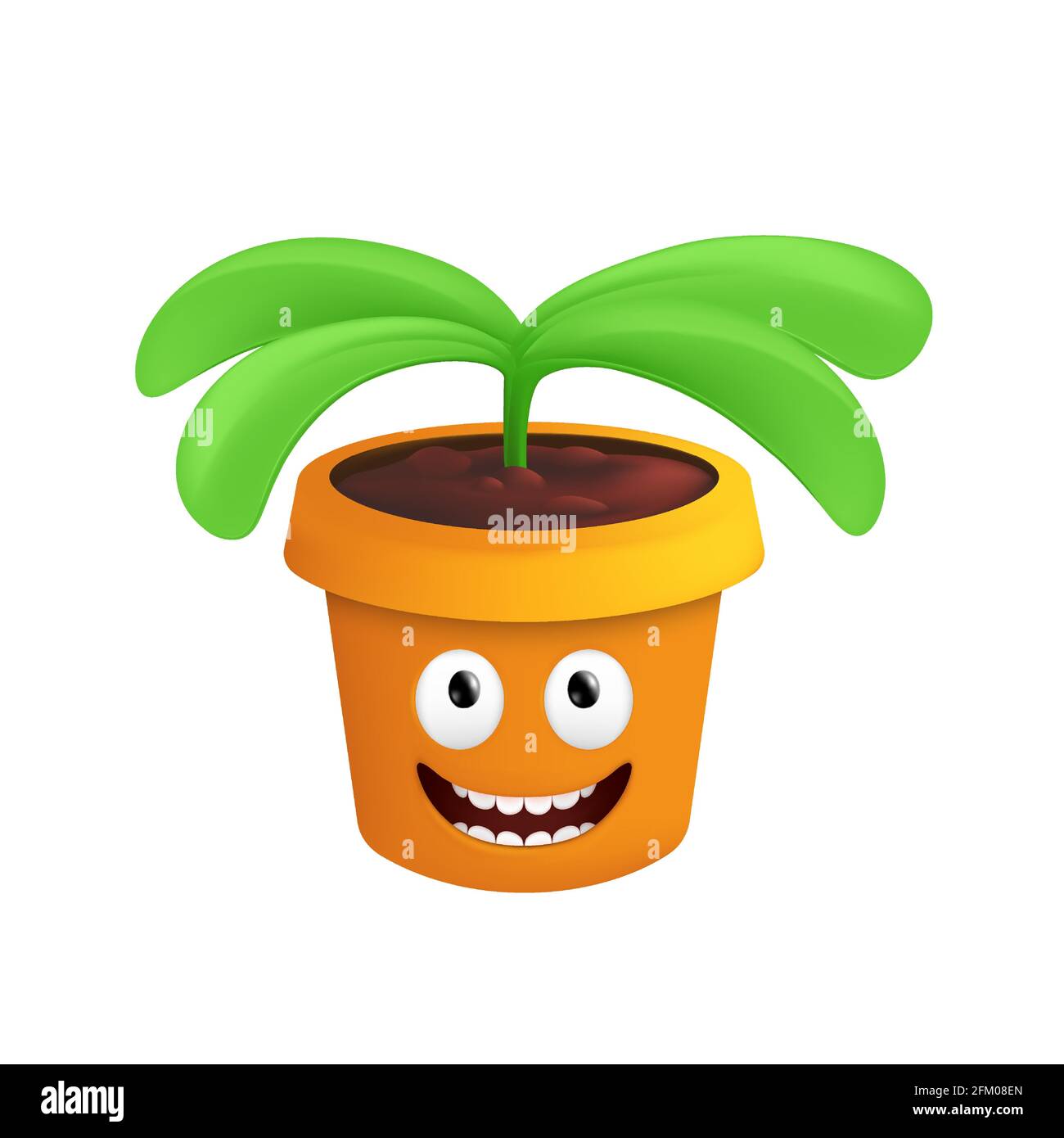 Cartoon Happy Monstera Plant Pot Mascot Stock Vector (Royalty Free