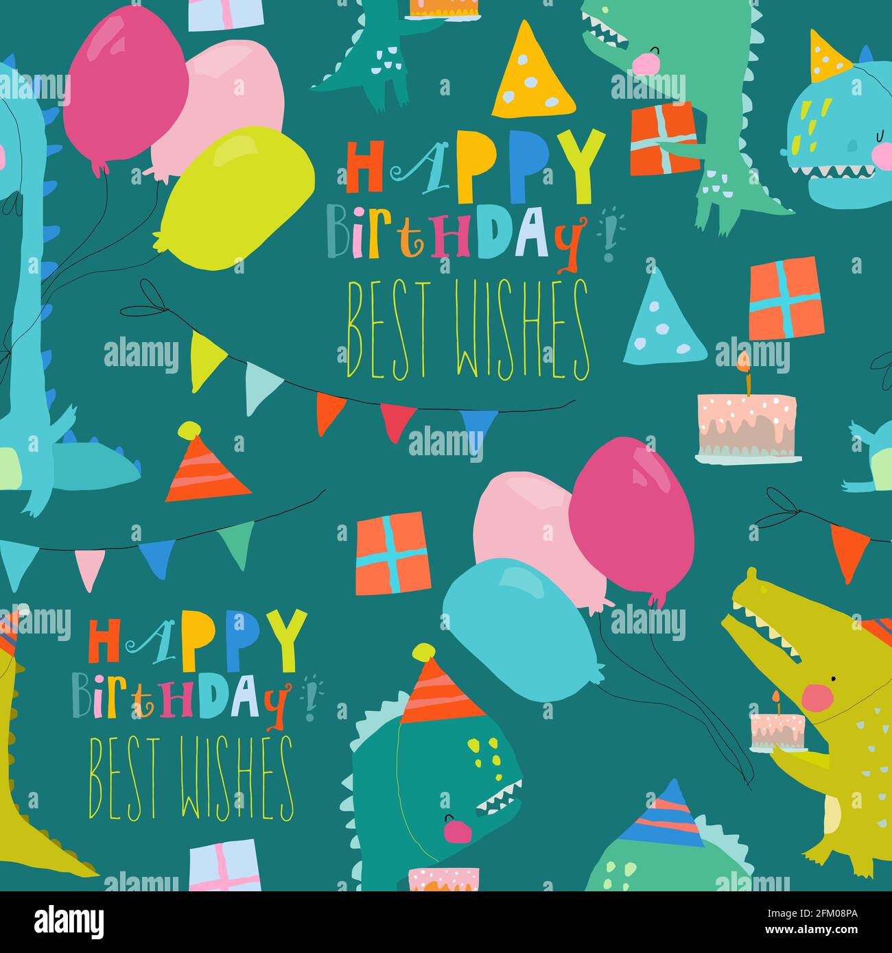 Seamless pattern with cute Animals celebrating Holiday Stock Vector ...