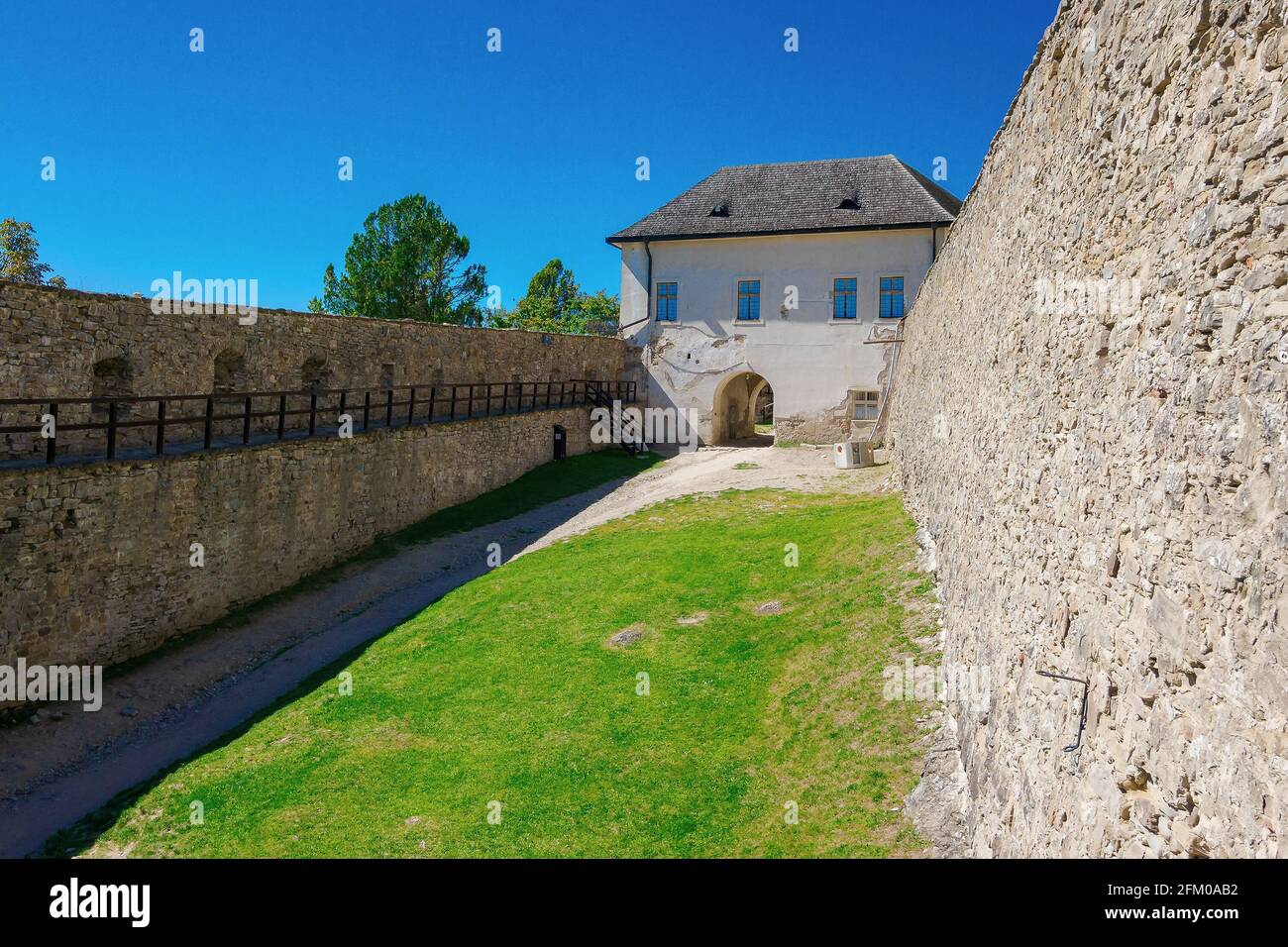 stara lubovna, slovakia - 28 AUG, 2016: courtyard of the inner castle. medieval architecture. popular travel destination Stock Photo