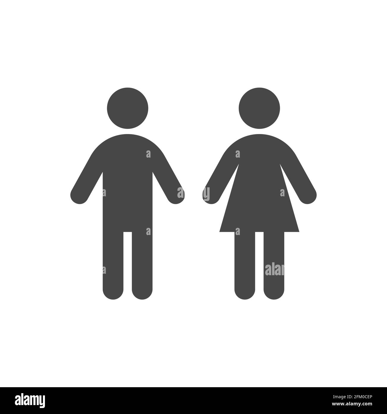 Man and woman toilet black vector icon. Men, women, lady and gentlemen body figure wc symbols. Stock Vector