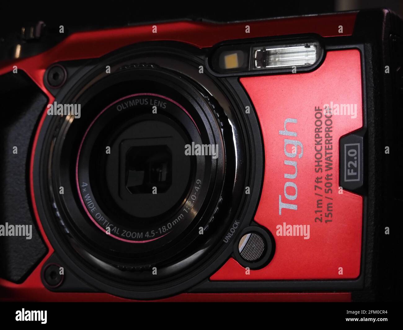 Red Olympus TG-5 or TG-6 tough waterproof digital camera Stock Photo
