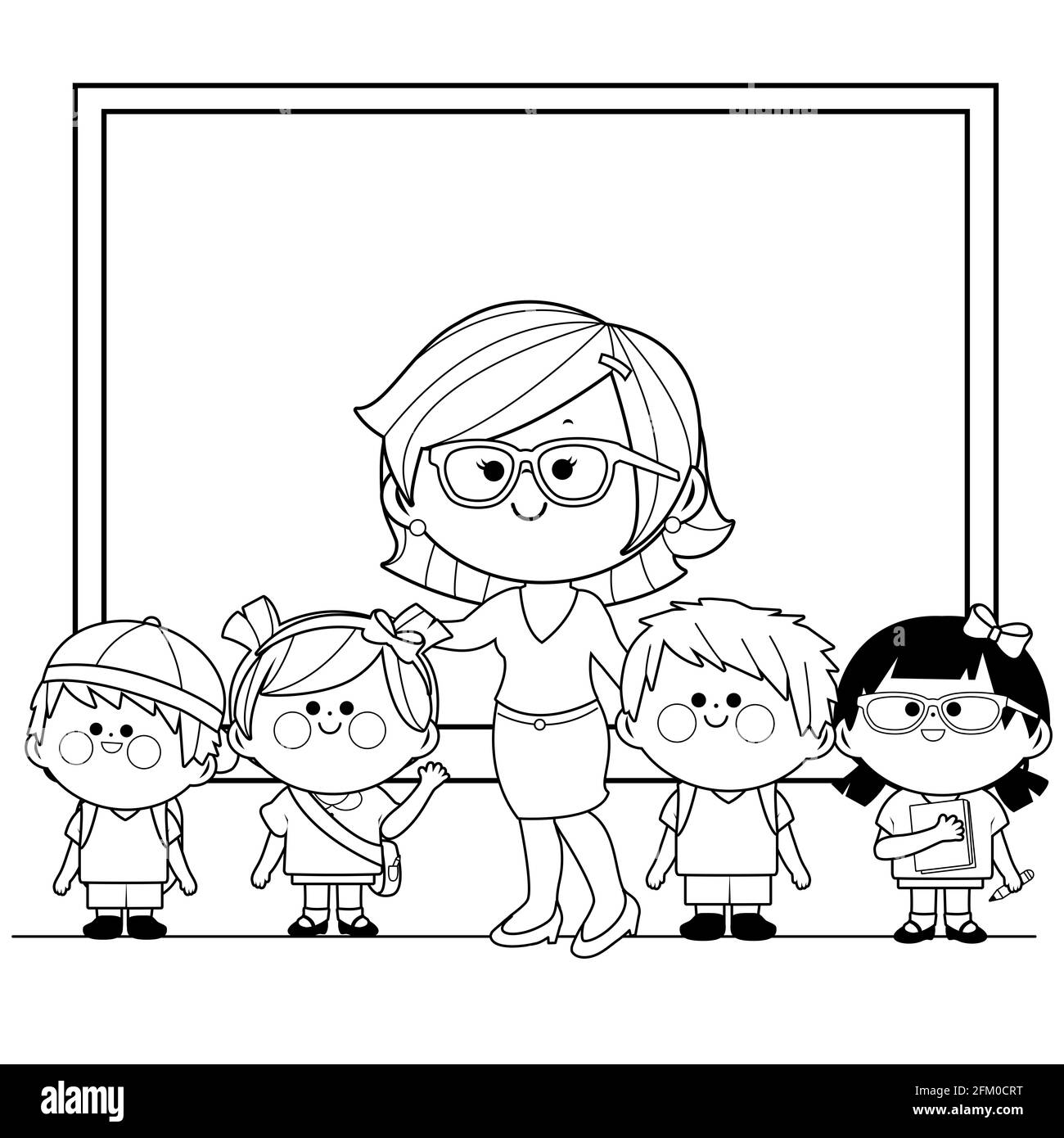 My Classroom Coloring Pages - Teacher And Students In The Classroom Black And White Coloring Page 2FM0CRT 