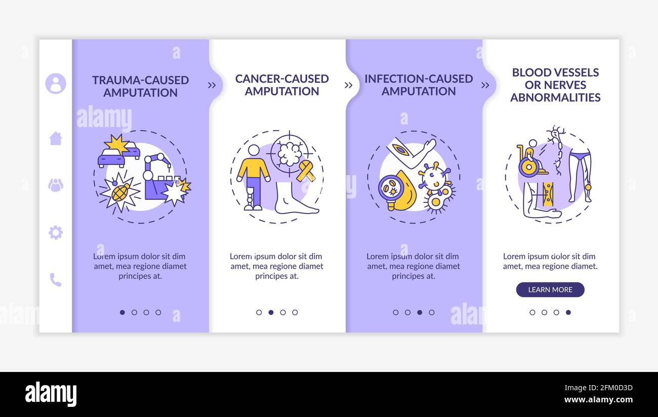 Amputated limb causes onboarding vector template Stock Vector