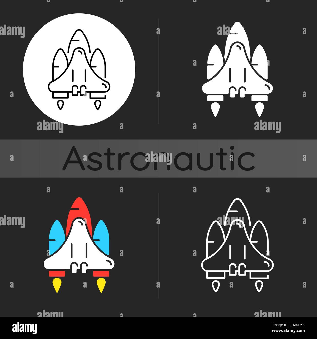 Space shuttle dark theme icon Stock Vector