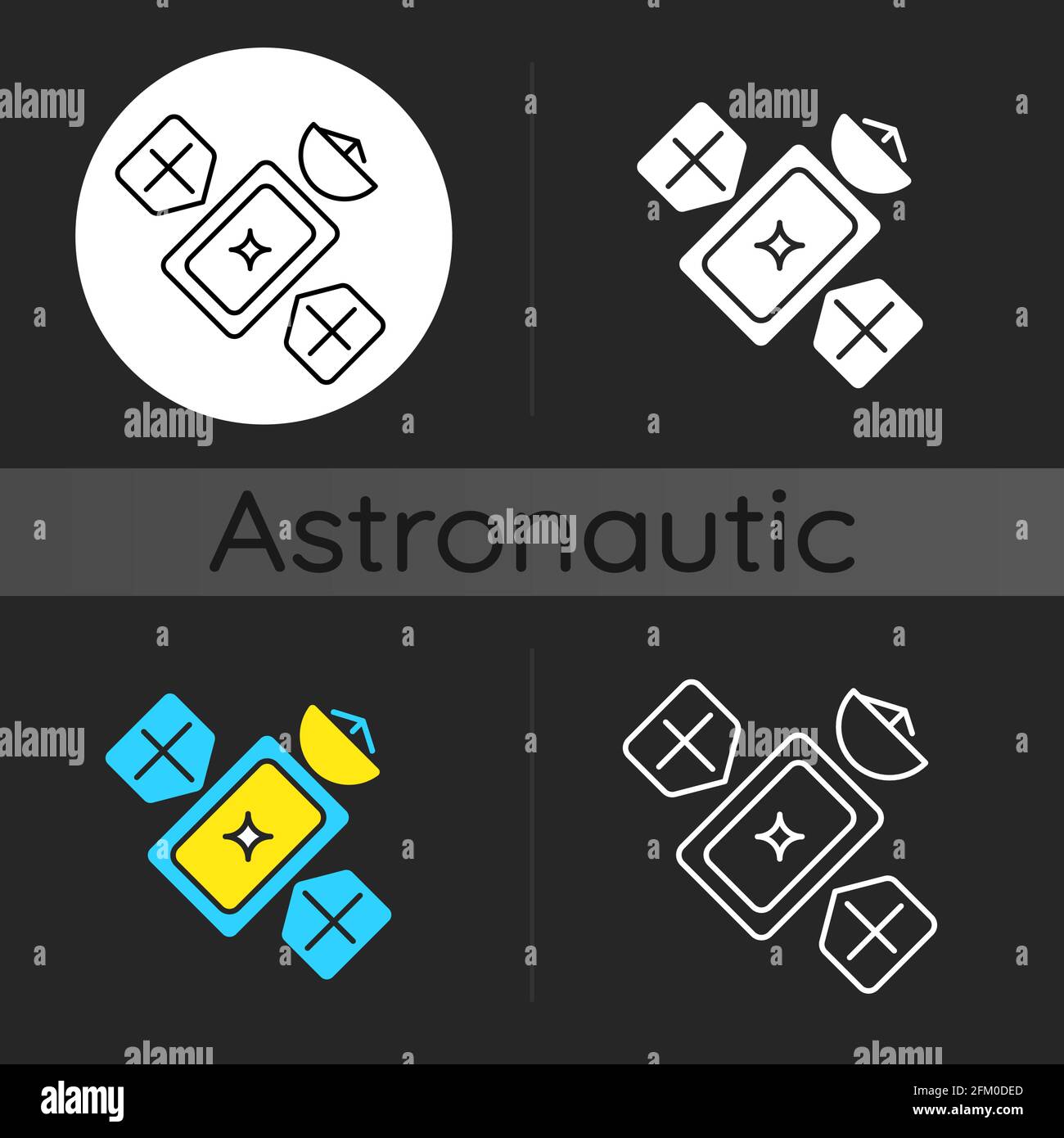 Satellite dark theme icon Stock Vector