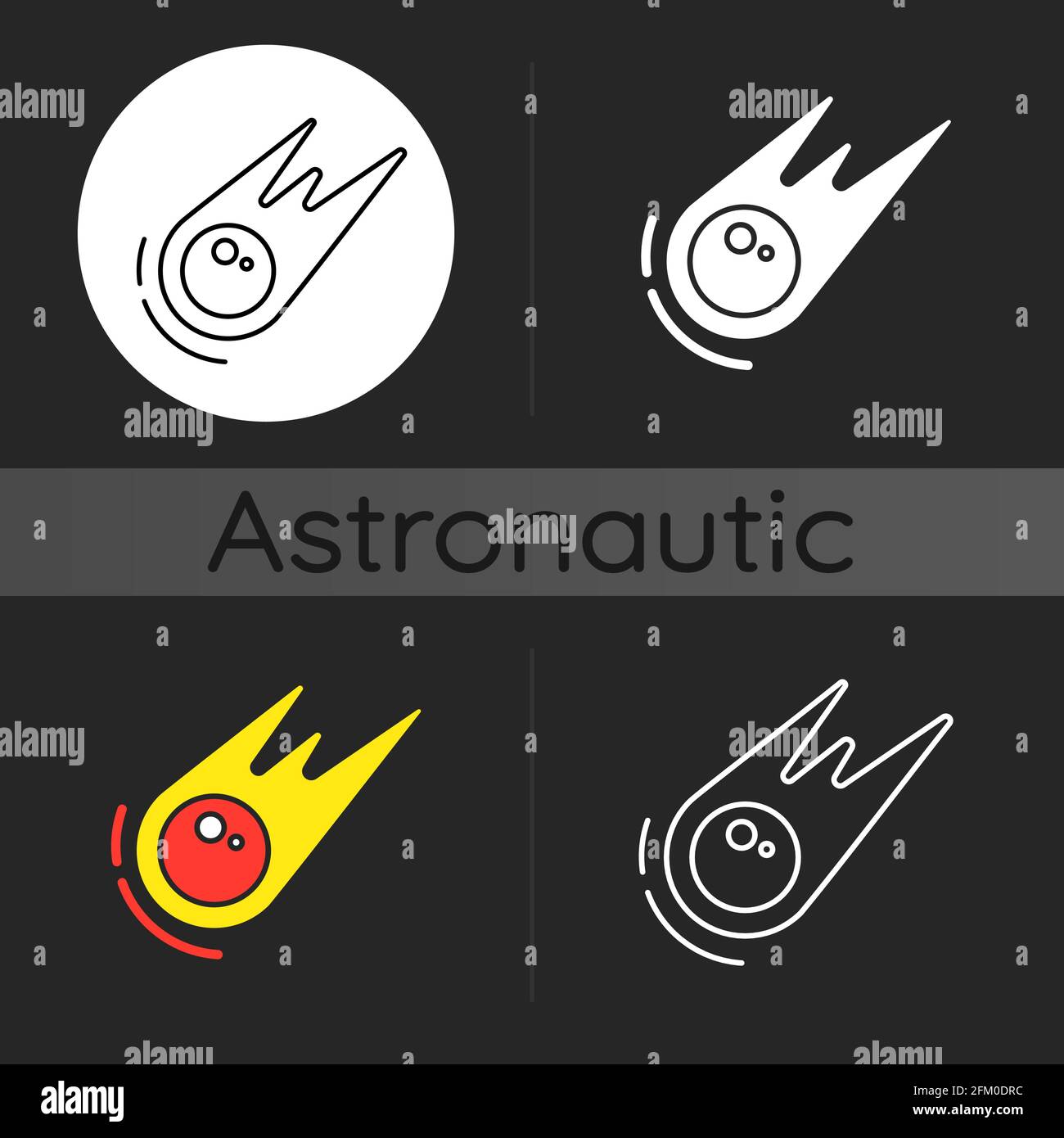 Comet dark theme icon Stock Vector