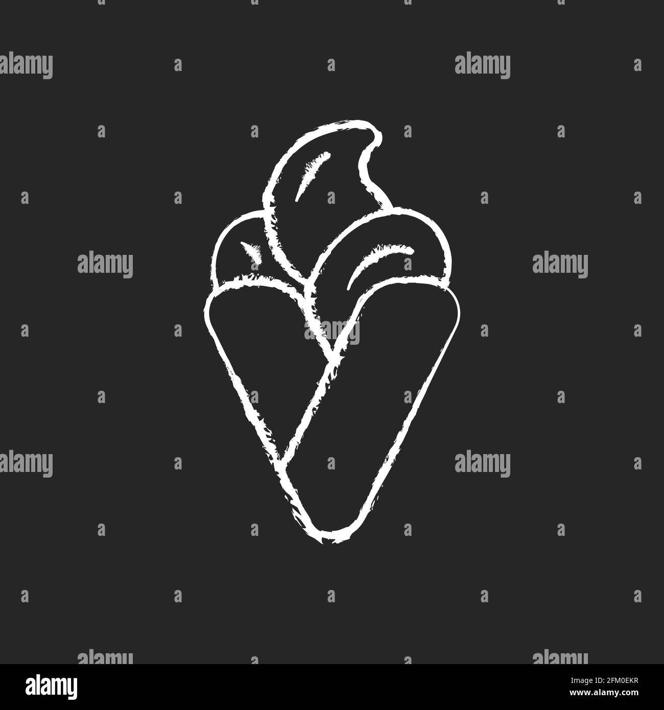 Bubble waffle ice cream chalk white icon on black background Stock Vector