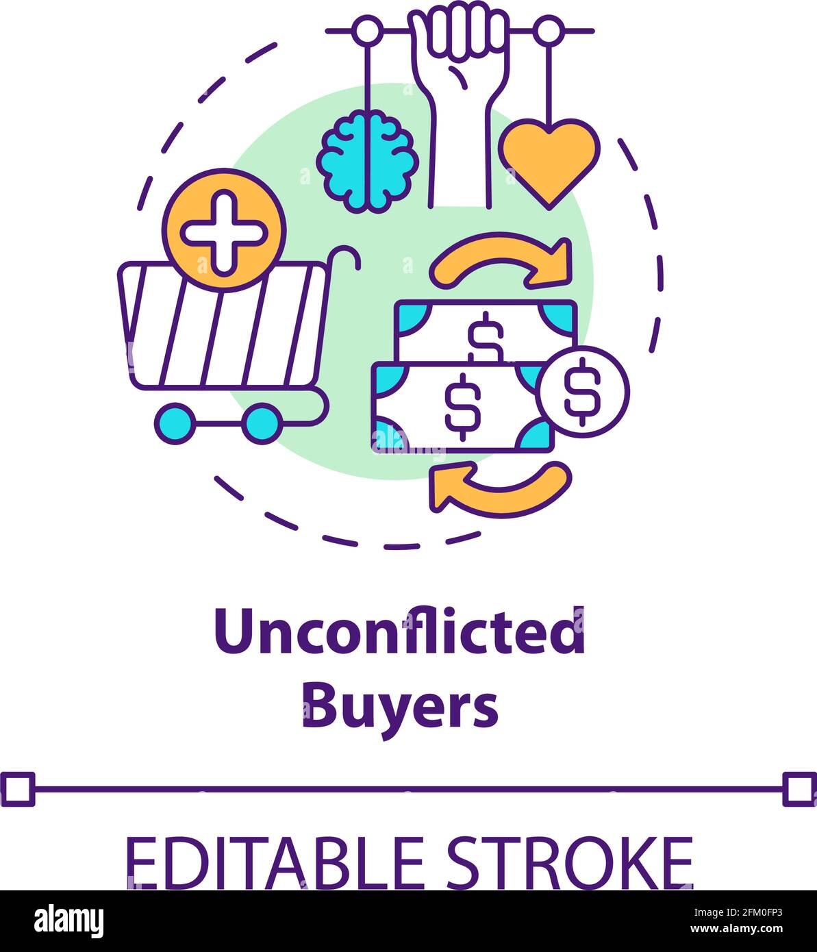 Unconflicted buyers concept icon Stock Vector